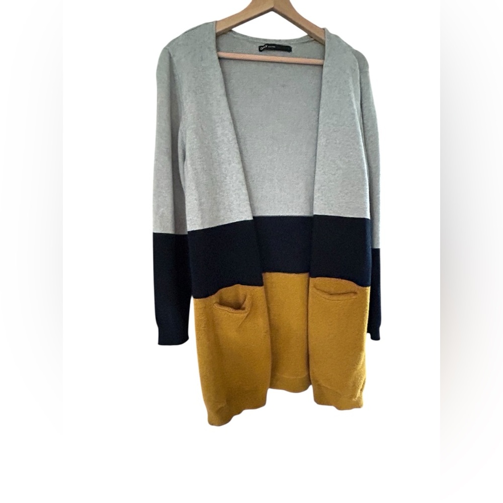Colorblock Open Front Cardigan Size L